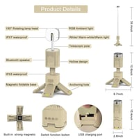 إضاءة فانوس التخييم 14000 مللي أمبير ضوء تلسكوبي ق...