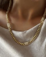 سلسال جنزير مع ثلاث قلائد مرصعة بالزركون مطلي ذهب...