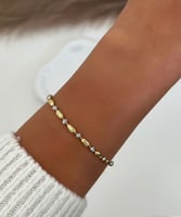 سوار أنيق مطلي بالذهب بتصميم مزدوج باللونين الذهبي...