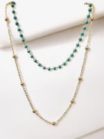 سلسال مزدوج مؤلف من سلسلة من الخرزات الزرقاء مع سل...