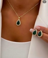 طقم دمعة مؤلف من قطعتين (سلسال ، أقراط أذن ) مطلي...