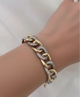 أسوارة جنزير بتصميم سلسلة متشابكة لون فضي مع ذهبي...