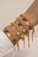 أسوارة سلسلة ذهبية بتعليقات زهرية مطلي ذهب . MB-36...