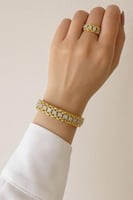 طقم أسوارة مع خاتم بتصميم مستوحى من رولكس مطلي ذهب...