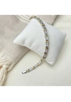 سوار مرصع بالألماس تصميم شكل XO ذهبي مع فضي (19cm)...