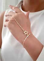 كف يد بتصميم نجمة أنيق مطلي ذهب عيار ١٤ . MH-001