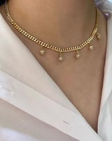 سلسال جنزير مع تعليقات كروية مغطاة بالزركون مطلي ذ...