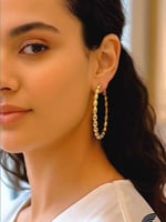 حلق دائري كبير مطلي ذهب عيار ١٤ تصميم خرزي أنيق ....