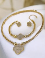 طقم بتصميم مستوحى من ماركة فان كليف مطلي ذهب 18 MS...