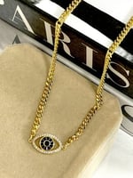 سلسلة مع عين زرقاء مطلي ذهب. MN-054