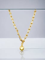 سلسلة جنزير مطلي ذهب عيار ٢١ مع تعليقة شكل كرة (45...