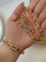 طقم بتصميم مستوحى من تيفاني مطلي ذهب . MS-048