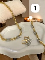 طقم بتصميم مستوحى من تيفاني مطلي ذهب . MS-048