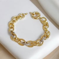 سوار جنزير حلقات متداخلة ذهبي وفضي مطلي ذهب. MB-16...