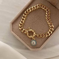 جنزير مطلي ذهب مع كرة زرقاء MB-068