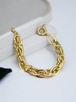 سوار جنزير عريض بحلقات متداخلة لون ذهبي MB-059