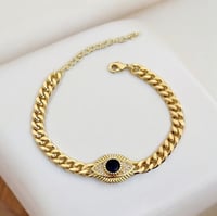 سوار جنزير مع قلادة بشكل عين مطلي ذهب. MB-180