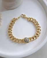 سوار جنزير مع عين زرقاء مطلي ذهب. MB-147