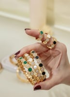 طقم اساور شوميه الملكي مع الخاتم مطلي ذهب . MB-336