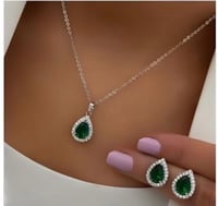 طقم دمعة مؤلف من قطعتين (سلسال ، أقراط أذن ) مطلي...