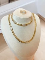 طقم مؤلف من ثلاث قطع (سلسال ،أسوارة ،خاتم ) مطلي ذ...