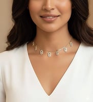 شوكر بتصميم مستوحى من ميسيكا لون ذهبي او فضي مطلي...