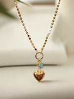 سلسال طويل مع تعليقة بشكل قلب ونجمة صغيرة وحجر فير...