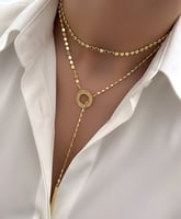 سلسال طويل مفتوح قابل للتحكم بالطول مطلي ذهب. MN-0...