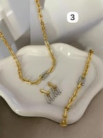 طقم بتصميم مستوحى من تيفاني مطلي ذهب . MS-048