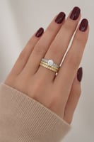 خاتم ثلاثي (3 حبات) مطلي ذهب وفضي – تصميم أنيق. MR...