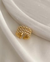 خاتم موديل كرات ذهبية ثلاث صفوف مفتوح مطلي ذهب (ال...