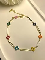 خلخال مع وردات فان كليف ملونة مطلي ذهب. MA-004