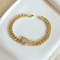 سوار جنزير مع رأس ليوبارد مطلي ذهب. MN-173