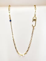 سلسال موديل ميسيكا مع خرزة زرقاء مطلي ذهب MN-077