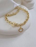 سوار جنزير بحلقات متداخلة وقلادة بشكل حلقة مع أرقا...