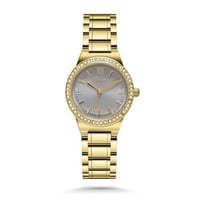 ساعة نسائية ستيل بلون ذهبي ميناء رمادي