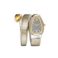 ساعة يد على شكل ثعبان باللون الفضي والذهبي