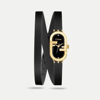 ساعة نسائية جلد ماركة كــاتــيــرا اسود اطار ذهبي...