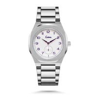 ساعة رجالية ستيل فضي أرقام بلون موف