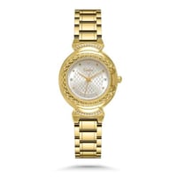 ساعة نسائية ستيل بلون ذهبي ميناء ابيض