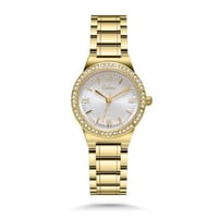 ساعة نسائية ستيل بلون ذهبي ميناء ابيض