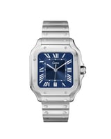 ساعة رجالية مربعة بسير ستيل بلون فضي ميناء كحلي