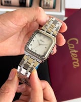 ساعة رجالية ستيل ارقام عربية بلون فضي ميناء ابيض