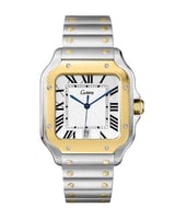 ساعة رجالية مربعة بسير ستيل بلون فضي وذهبي ميناء ا...