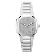 ساعة رجالية استيل فضي ميناء رمادي ارقام عربية