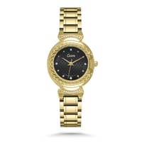 ساعة نسائية ستيل بلون ذهبي ميناء اسود