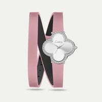 ساعة نسائية جلد ماركة كاتيرا سير وردي إطار فضي