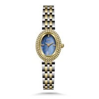 ساعة نسائية فضي و ذهبية بميناء ازرق - تصميم أنيق ن...