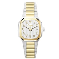 ساعة رجالية استيل فضي وذهبي ارقام عربية