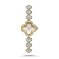 ساعة نسائية بإطار الوردة بسير ستيل بلون فضي وذهبي...